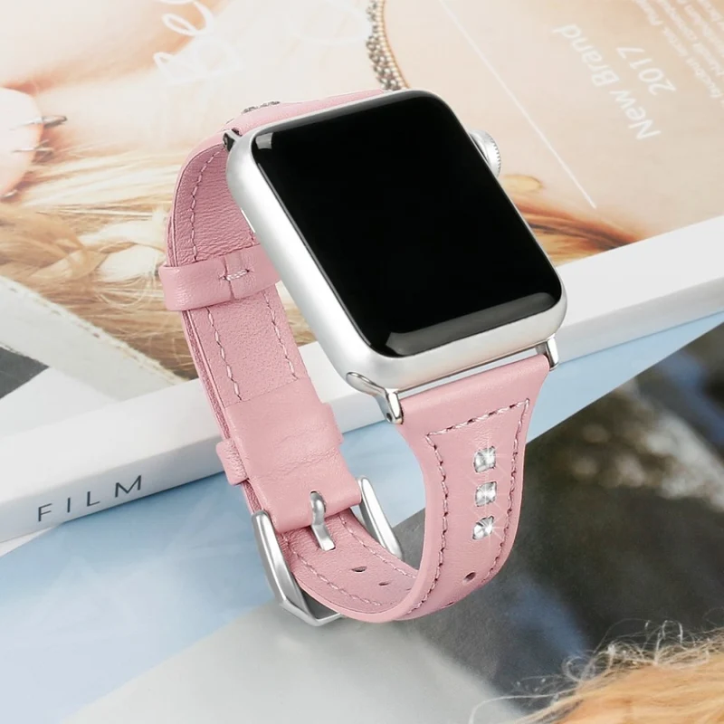 Apple Watch Series 5 44mm Echtes Leder und Silikon / TPU armband