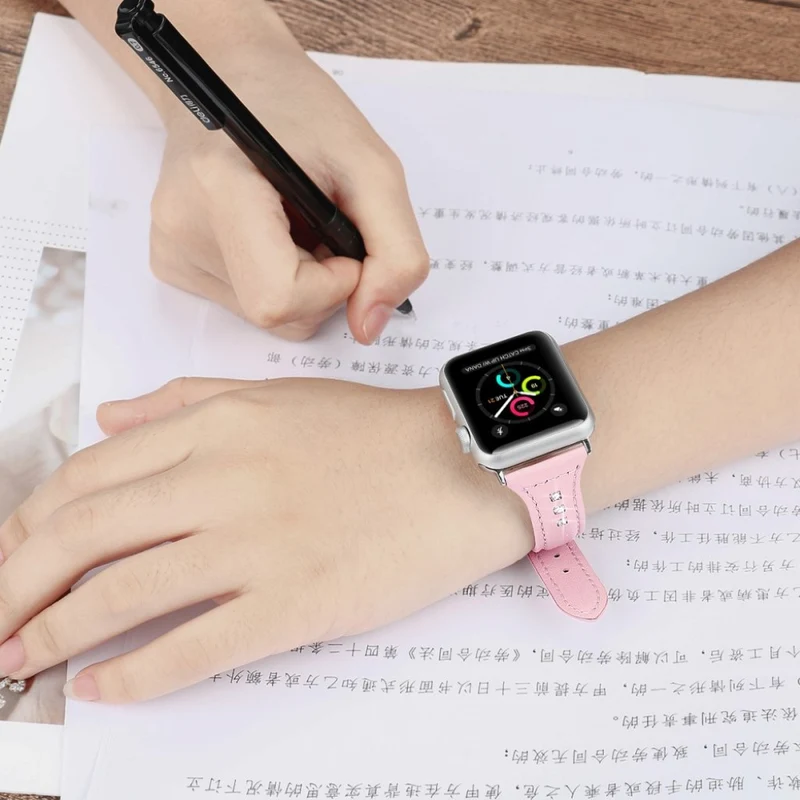Apple Watch Series 5 44mm Echtes Leder und Silikon / TPU armband