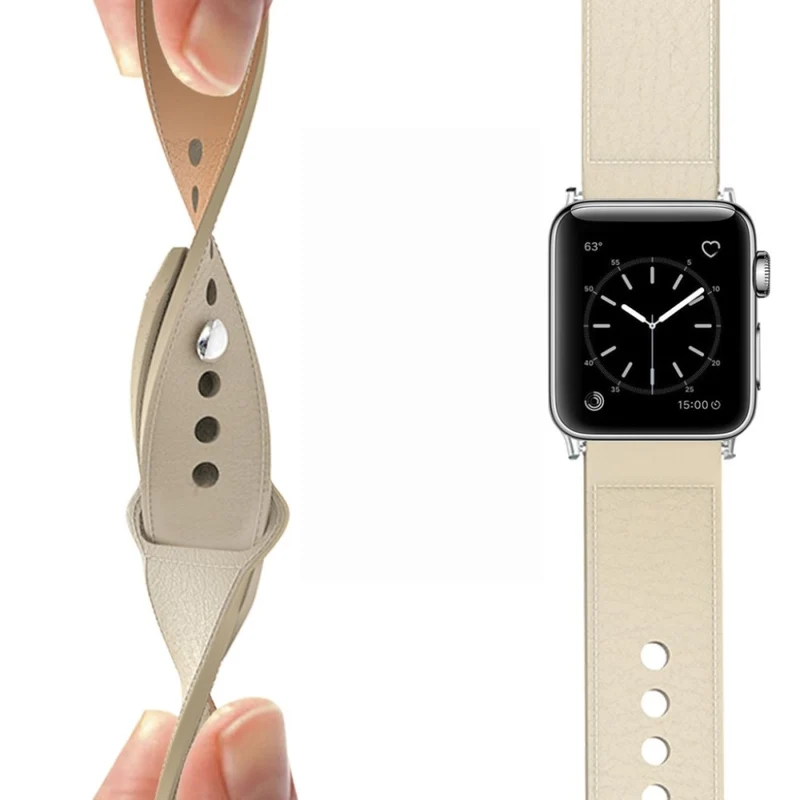 Modisch Apple Watch Series 5 44mm Echtes Leder armband