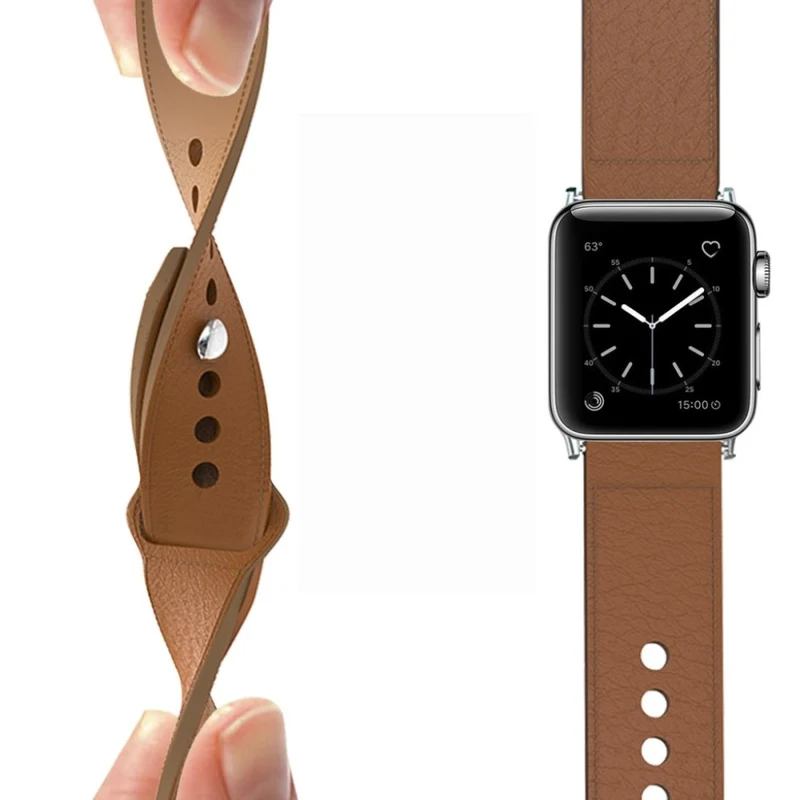 Modisch Apple Watch Series 5 44mm Echtes Leder armband