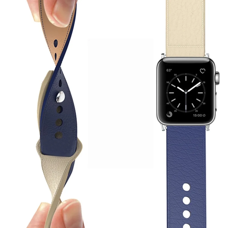 Modisch Apple Watch Series 5 44mm Echtes Leder armband