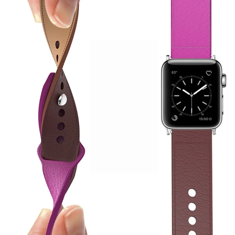 Modisch Apple Watch Series 5 44mm Echtes Leder armband