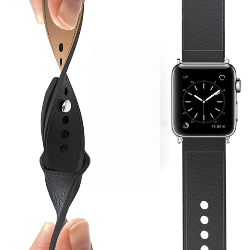 Modisch Apple Watch Series 5 44mm Echtes Leder armband