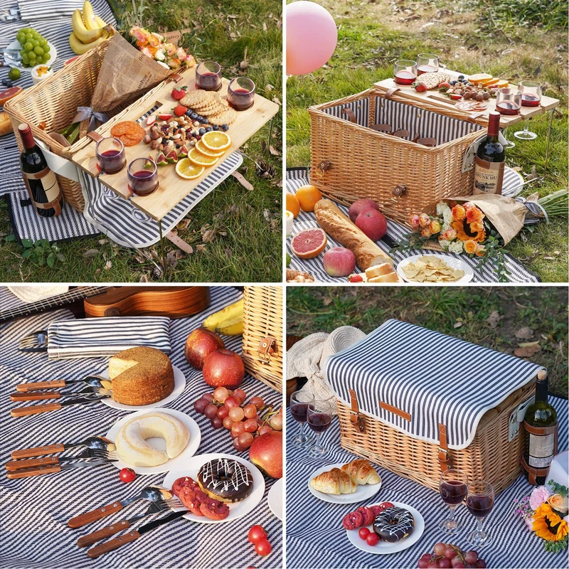 Eleganter Weiden-Picknickkorb mit isoliertem Fach Karnz
