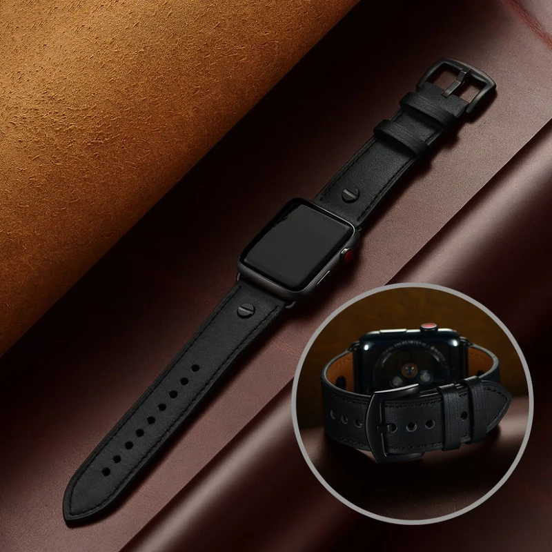 Super cool Apple Watch Series 5 44mm Echtes Leder armband