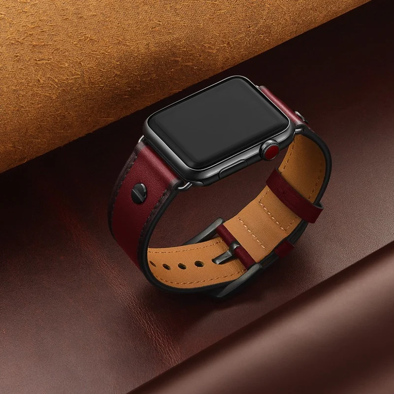 Super cool Apple Watch Series 5 44mm Echtes Leder armband