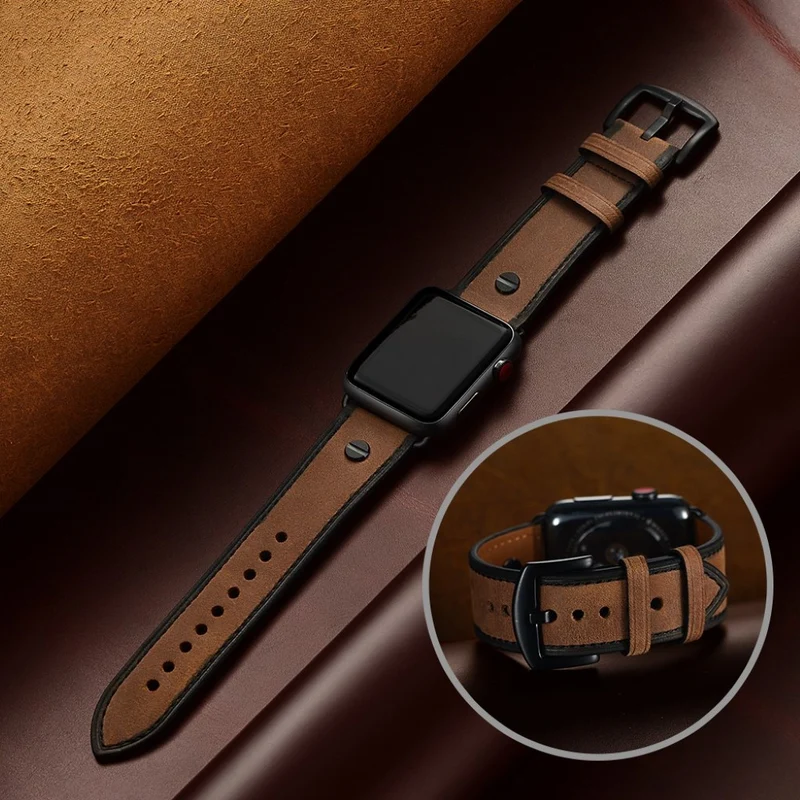 Super cool Apple Watch Series 5 44mm Echtes Leder armband