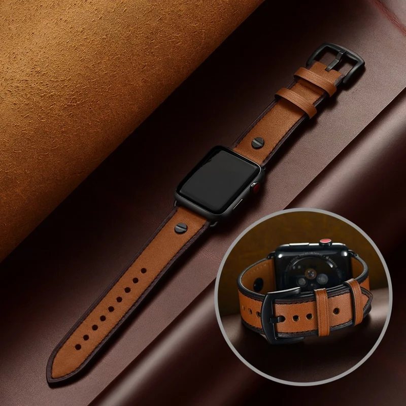 Super cool Apple Watch Series 5 44mm Echtes Leder armband