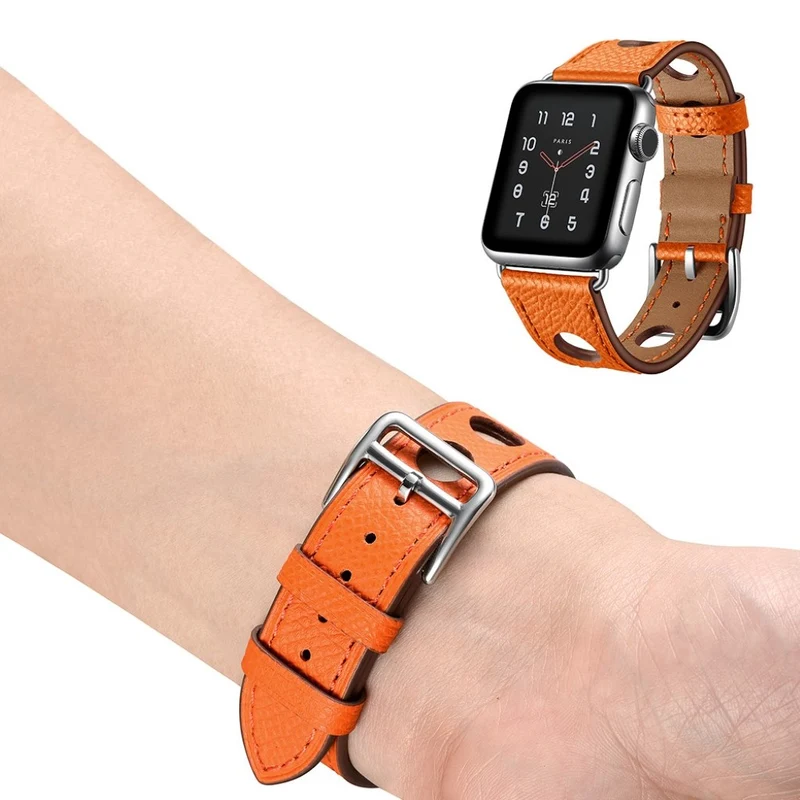 Entzückend Apple Watch Series 5 44mm Echtes Leder armband
