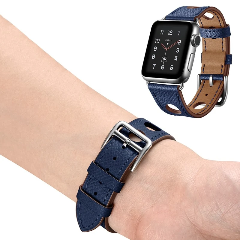 Entzückend Apple Watch Series 5 44mm Echtes Leder armband