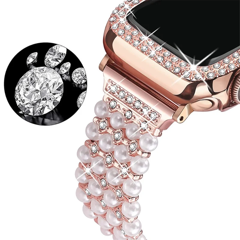 Zeitlos Apple Watch Series 7 41mm Metall und Strass armband