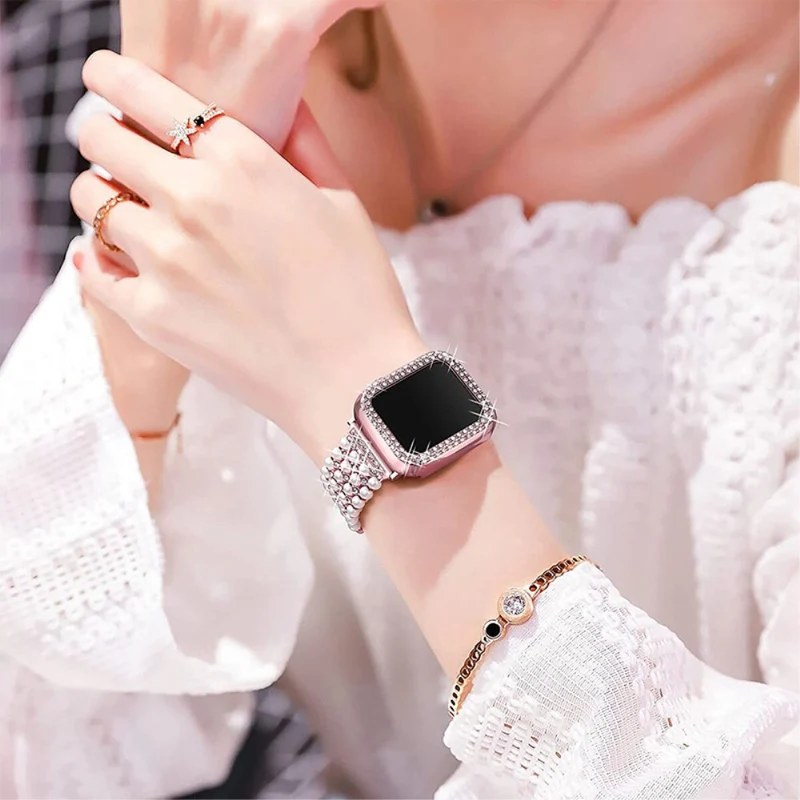 Zeitlos Apple Watch Series 7 41mm Metall und Strass armband