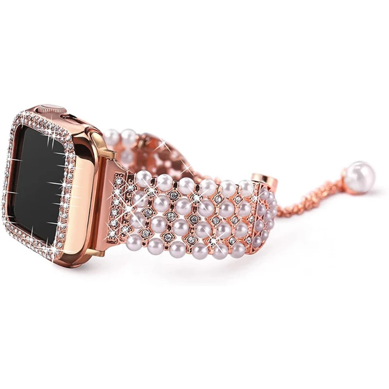 Zeitlos Apple Watch Series 7 41mm Metall und Strass armband