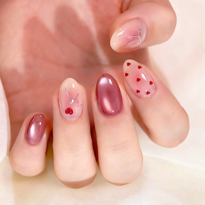 Romantisches Herz-Themen Press-On Nagelset