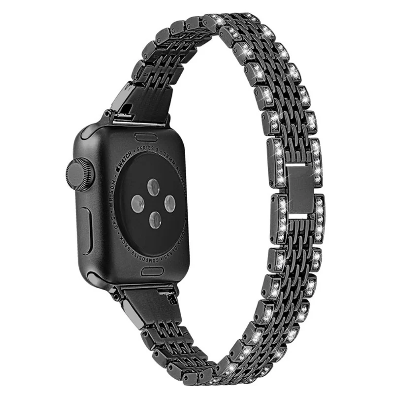 Bequem Apple Watch Series 7 41mm Metall und Strass armband
