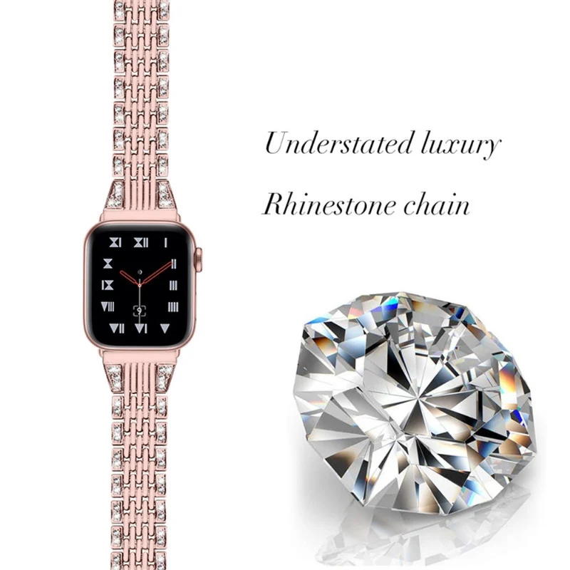 Bequem Apple Watch Series 7 41mm Metall und Strass armband