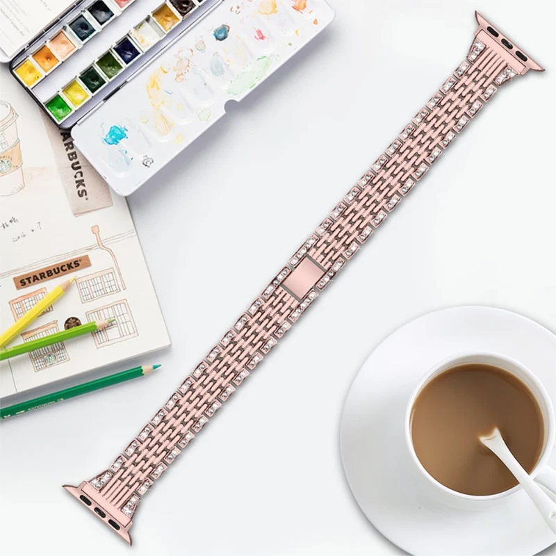 Bequem Apple Watch Series 7 41mm Metall und Strass armband