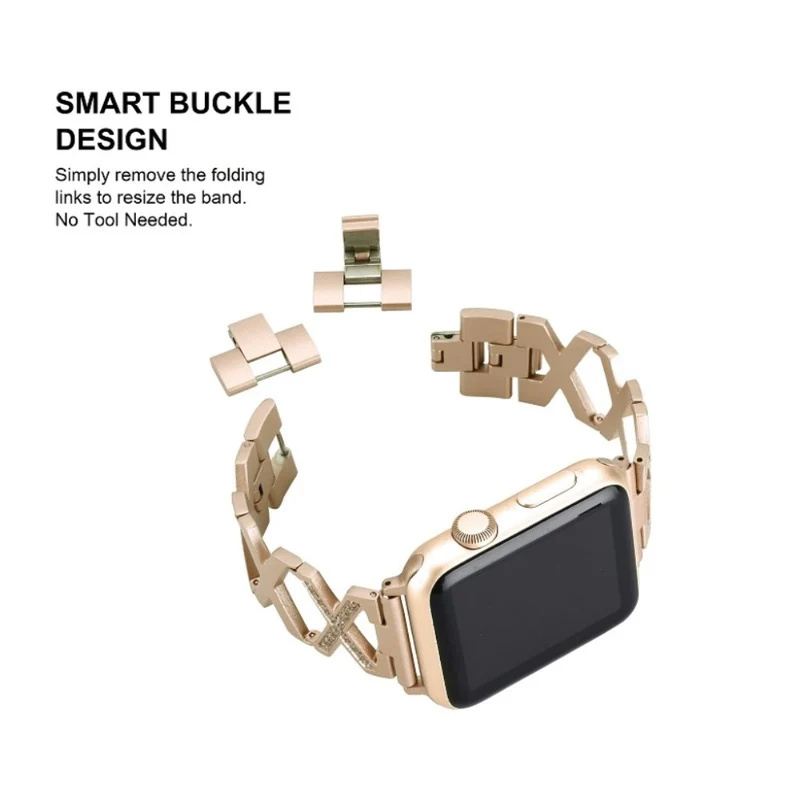 Robust Apple Watch Series 4 44mm Metall und Strass armband