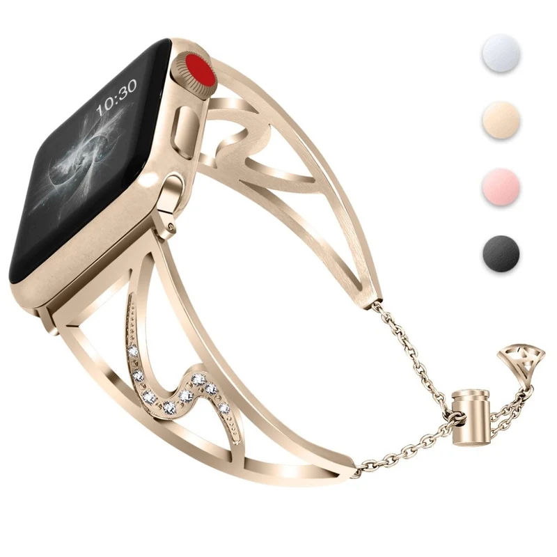 Bequem Apple Watch Series 4 44mm Metall und Strass armband