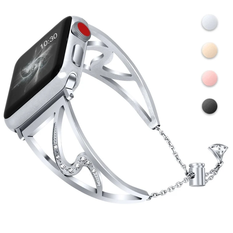 Bequem Apple Watch Series 4 44mm Metall und Strass armband