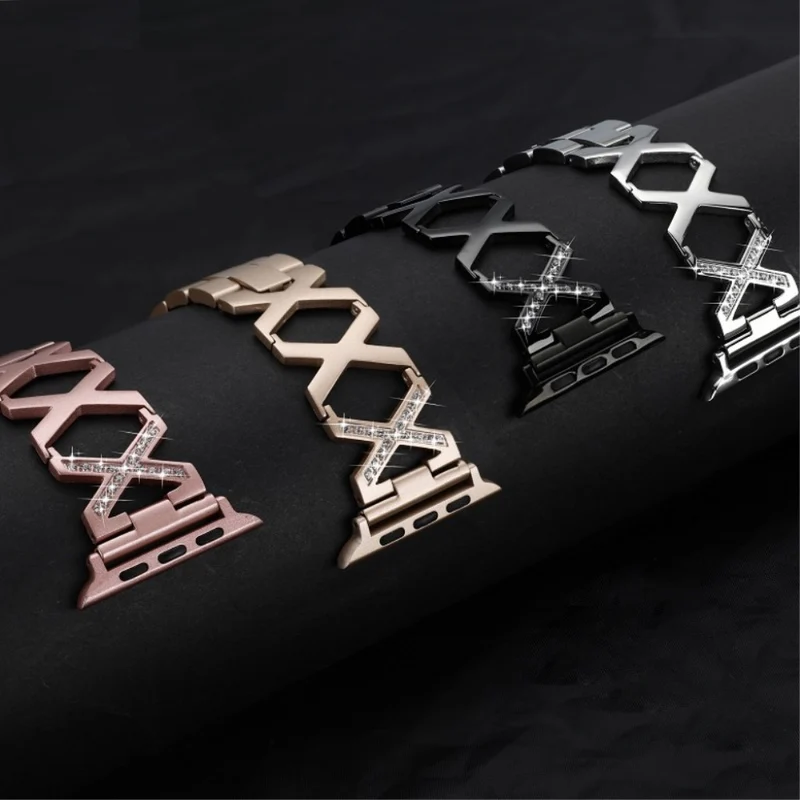 Elegant Apple Watch Series 4 40mm Metall und Strass armband