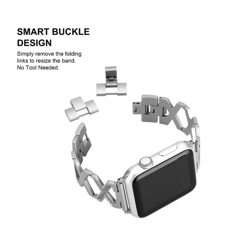 Elegant Apple Watch Series 4 40mm Metall und Strass armband