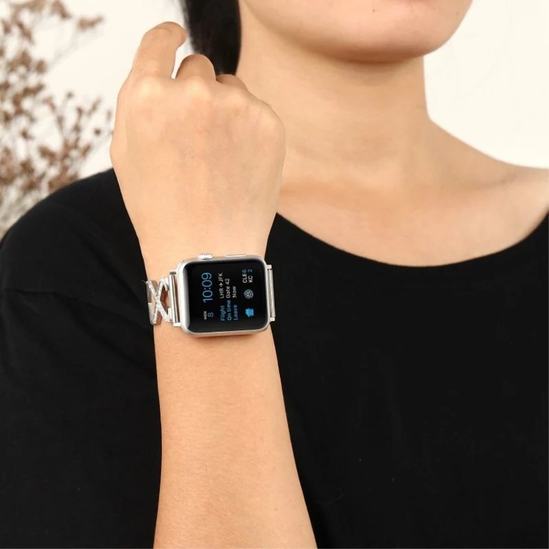 Elegant Apple Watch Series 4 40mm Metall und Strass armband