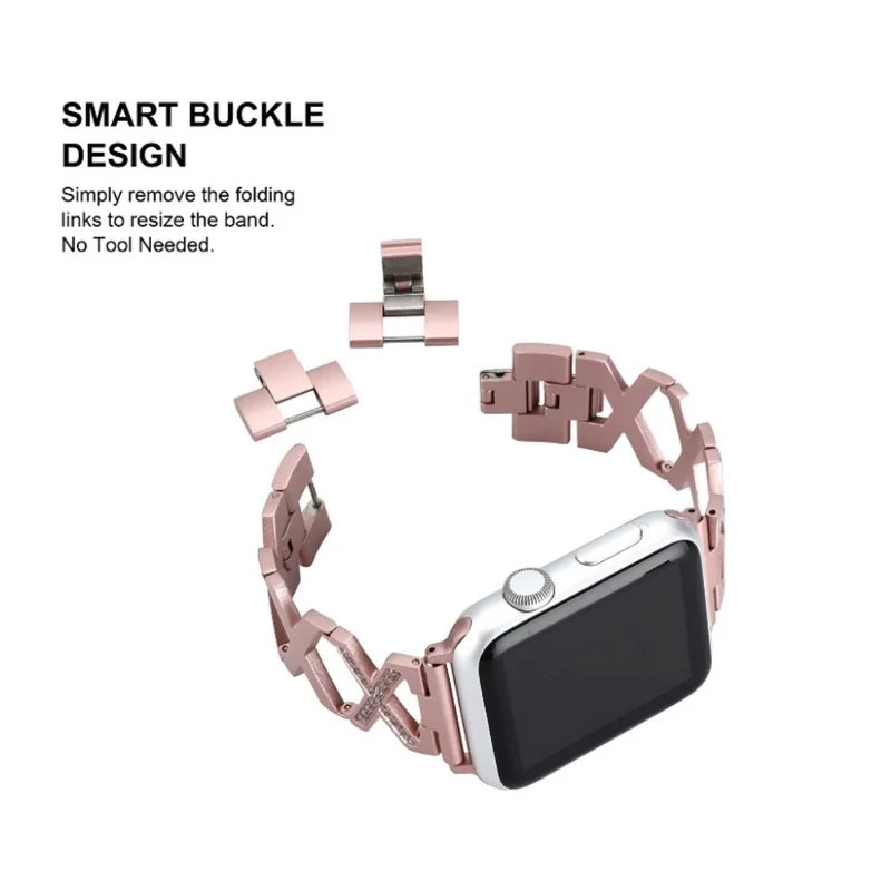 Elegant Apple Watch Series 4 40mm Metall und Strass armband
