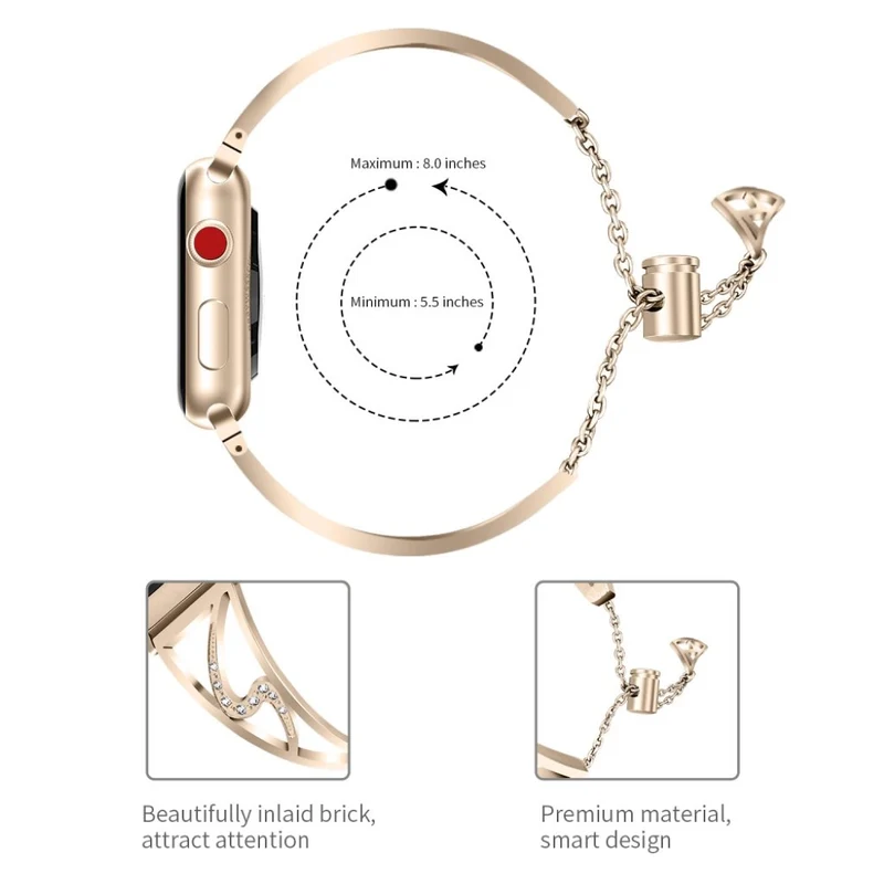 Modisch Apple Watch Series 4 40mm Metall und Strass armband