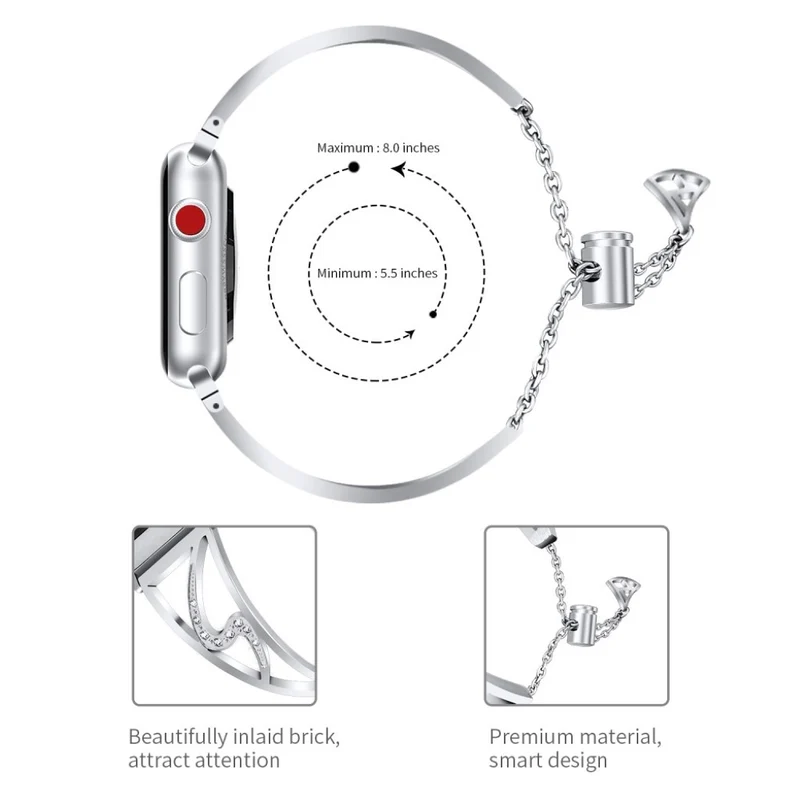 Modisch Apple Watch Series 4 40mm Metall und Strass armband