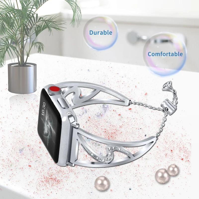 Modisch Apple Watch Series 4 40mm Metall und Strass armband