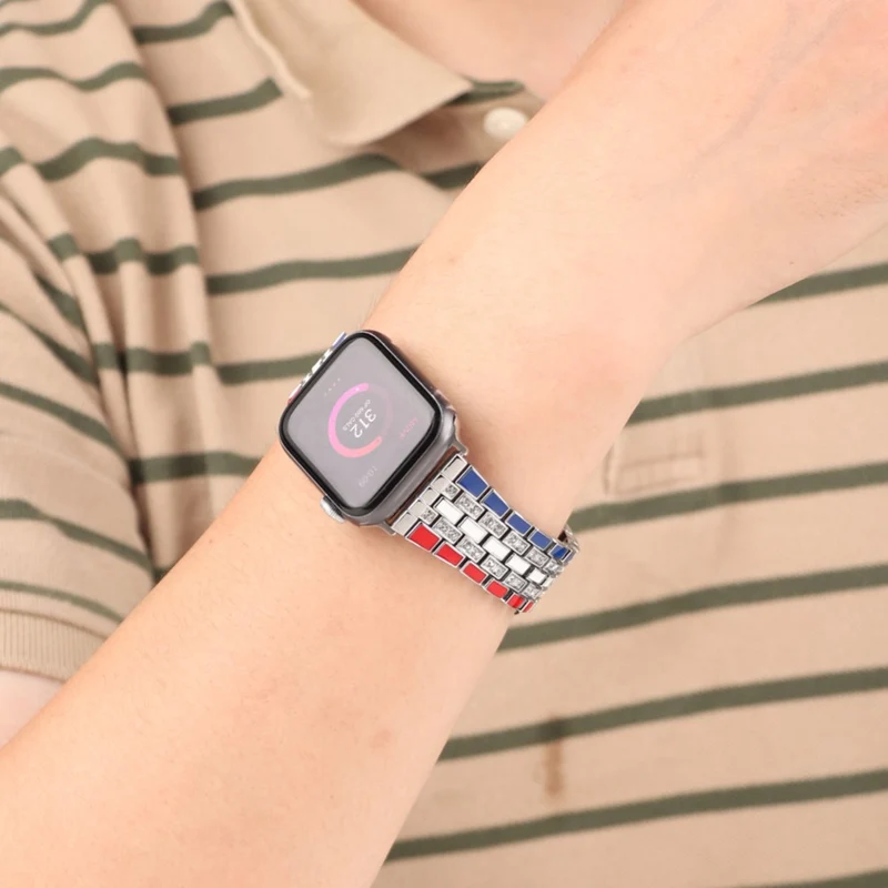 Robust Apple Watch Series 7 45mm Metall und Strass armband