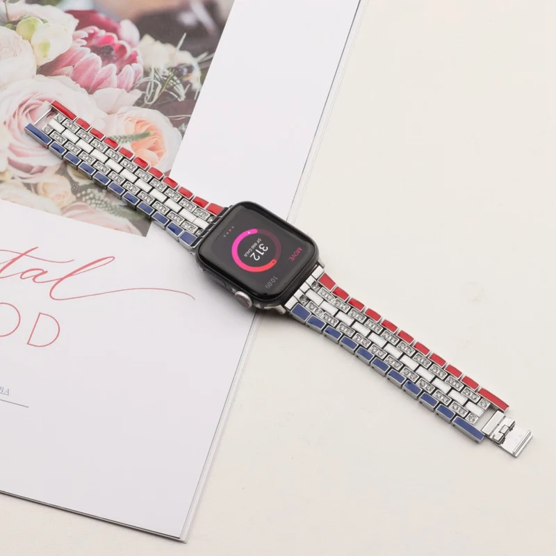 Robust Apple Watch Series 7 45mm Metall und Strass armband