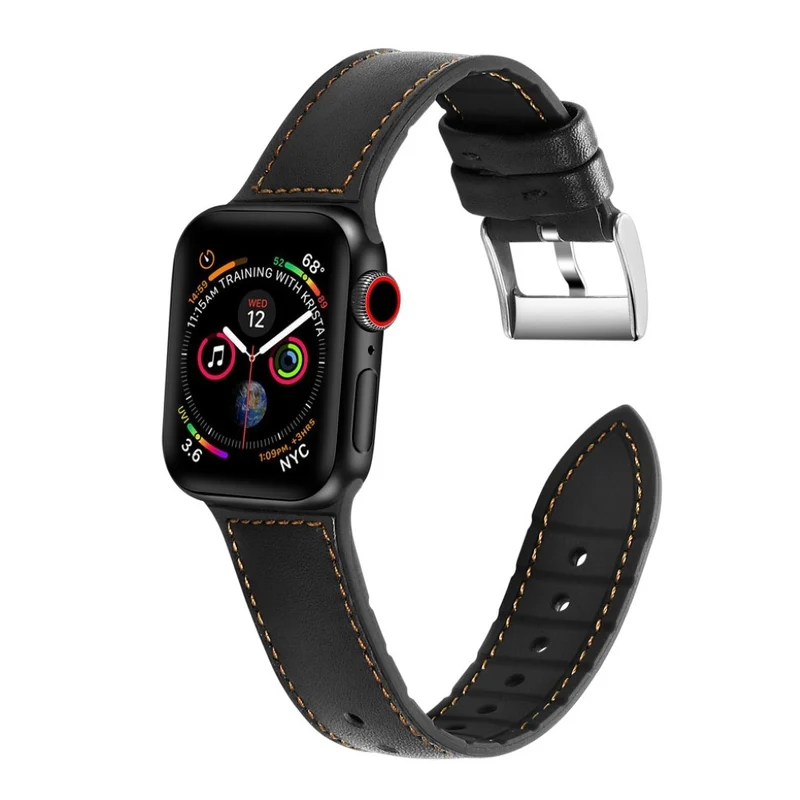 Apple Watch Series 5 40mm Echtes Leder und Silikon / TPU armband