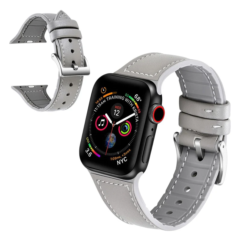Apple Watch Series 5 40mm Echtes Leder und Silikon / TPU armband