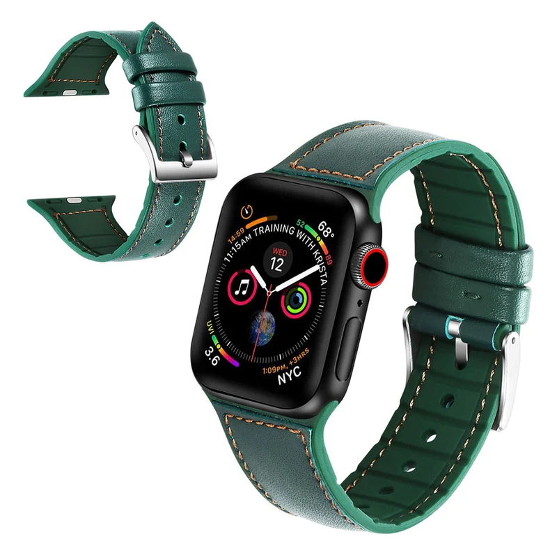 Apple Watch Series 5 40mm Echtes Leder und Silikon / TPU armband