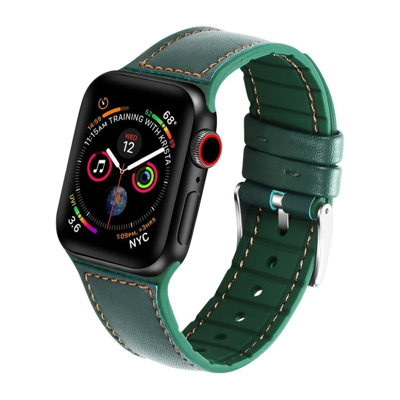 Apple Watch Series 5 40mm Echtes Leder und Silikon / TPU armband
