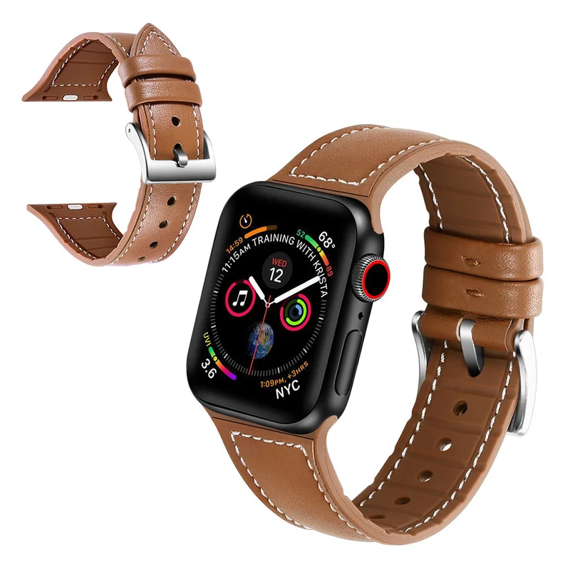 Apple Watch Series 5 40mm Echtes Leder und Silikon / TPU armband