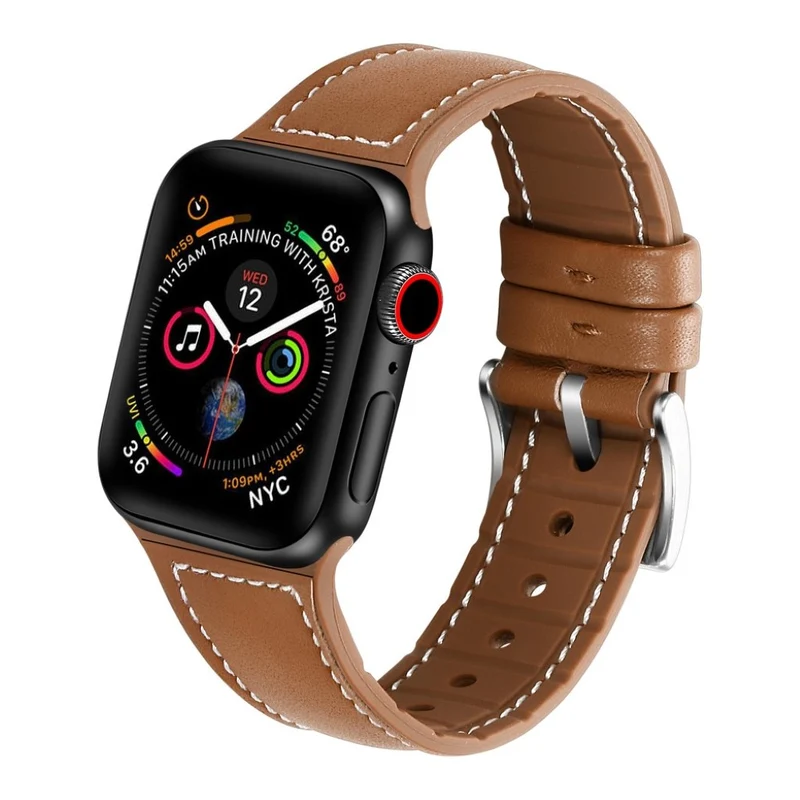 Apple Watch Series 5 40mm Echtes Leder und Silikon / TPU armband