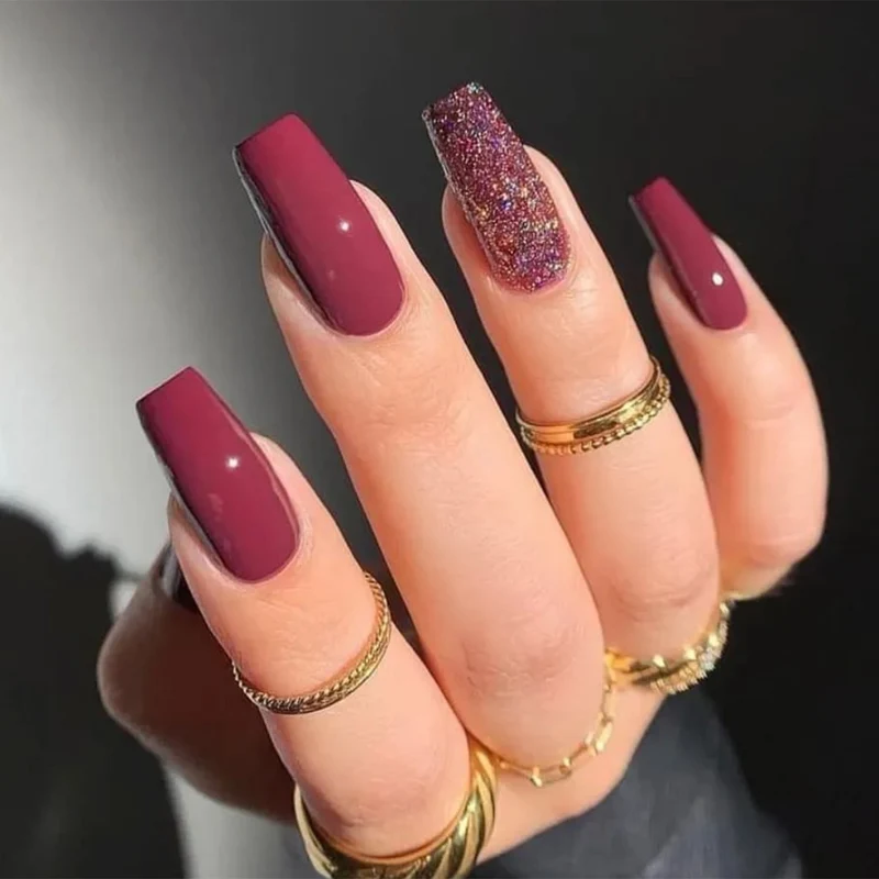 Premium Glitzerakzent Druck-Nagelkunst-Set