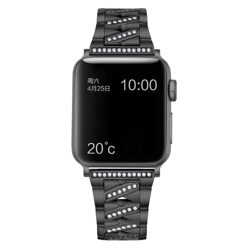Modisch Apple Watch Series 7 41mm Metall und Strass armband
