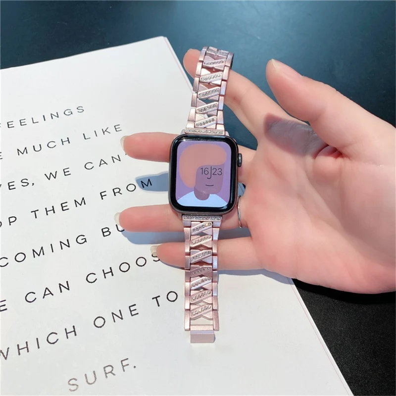 Modisch Apple Watch Series 7 41mm Metall und Strass armband