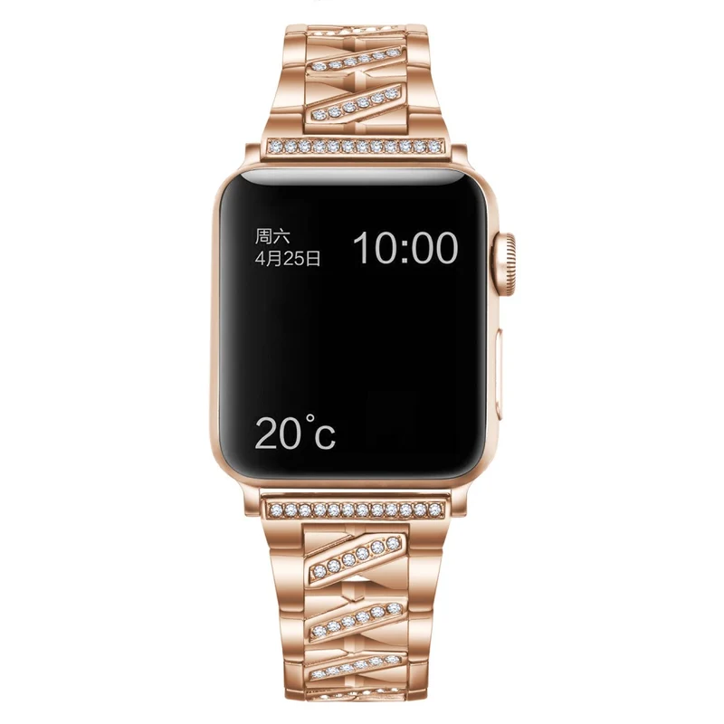 Modisch Apple Watch Series 7 41mm Metall und Strass armband