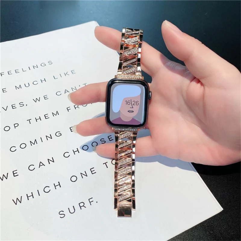 Modisch Apple Watch Series 7 41mm Metall und Strass armband