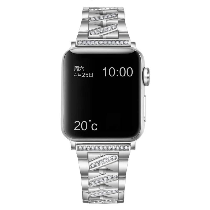 Modisch Apple Watch Series 7 41mm Metall und Strass armband