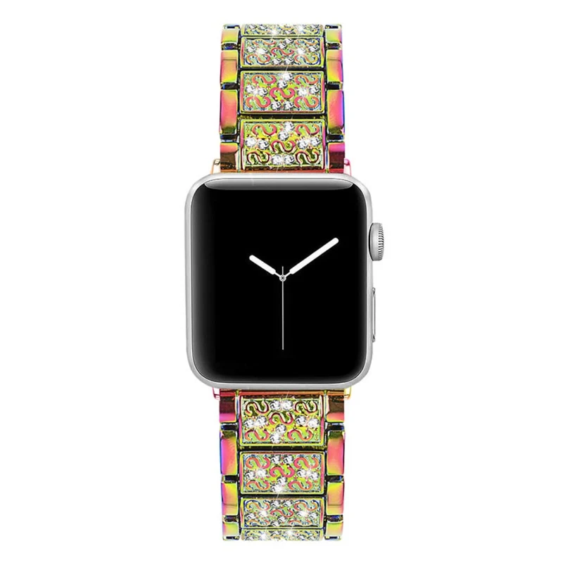 Modisch Apple Watch Series 7 41mm Metall und Strass armband