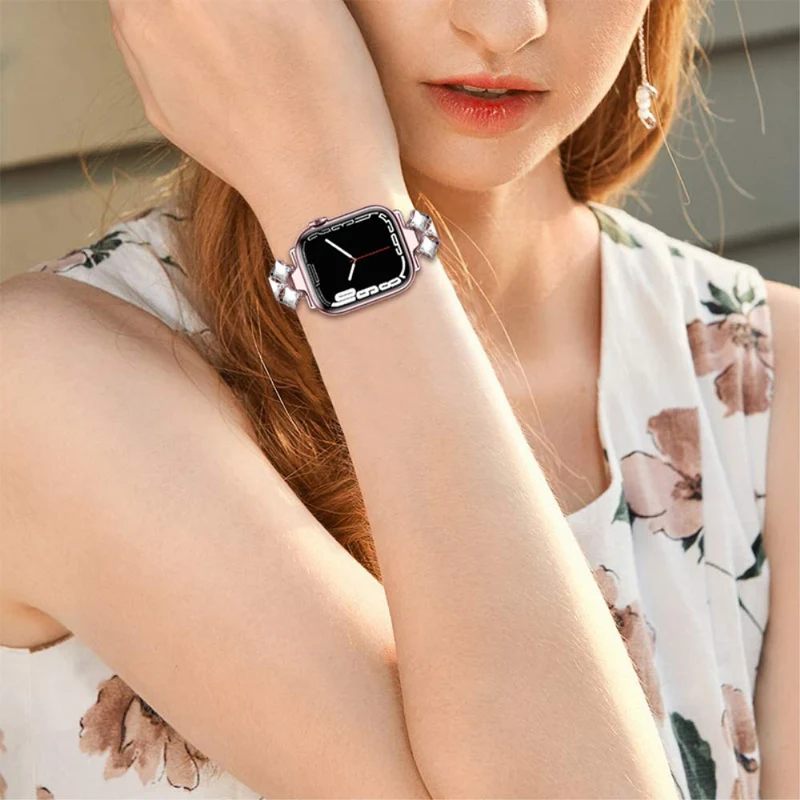 Modisch Apple Watch Series 7 41mm Metall und Strass armband