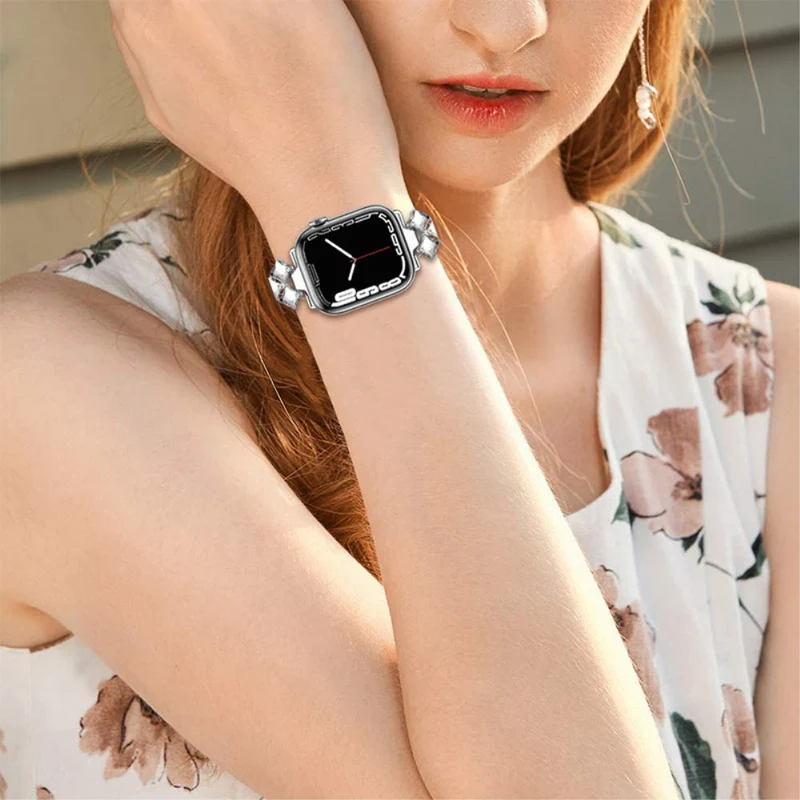 Modisch Apple Watch Series 7 41mm Metall und Strass armband