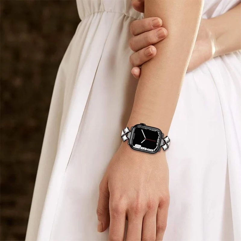 Modisch Apple Watch Series 7 41mm Metall und Strass armband