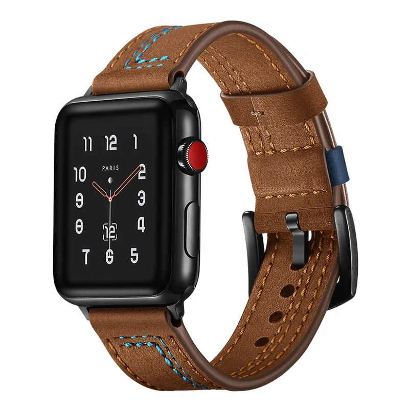 Haltbar Apple Watch Series 5 44mm Echtes Leder armband